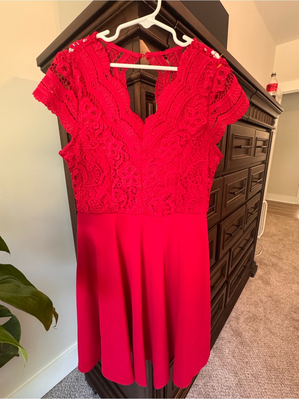 Girls Rare Editions Red Lace Fit-and-Flare Midi Dress / Sz 12